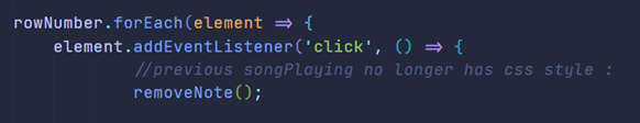Exemple de forEach contenant un EventListener